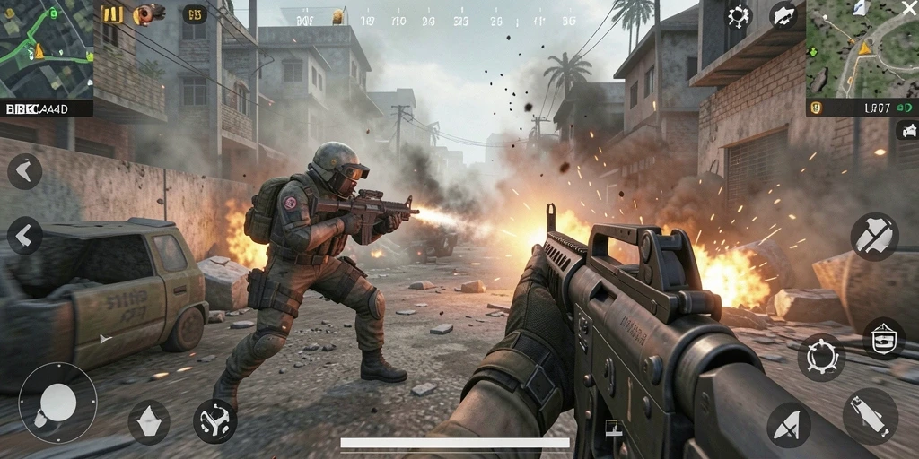 Gameplay BBCA4D yang mendebarkan dalam aksi tempur FPS.