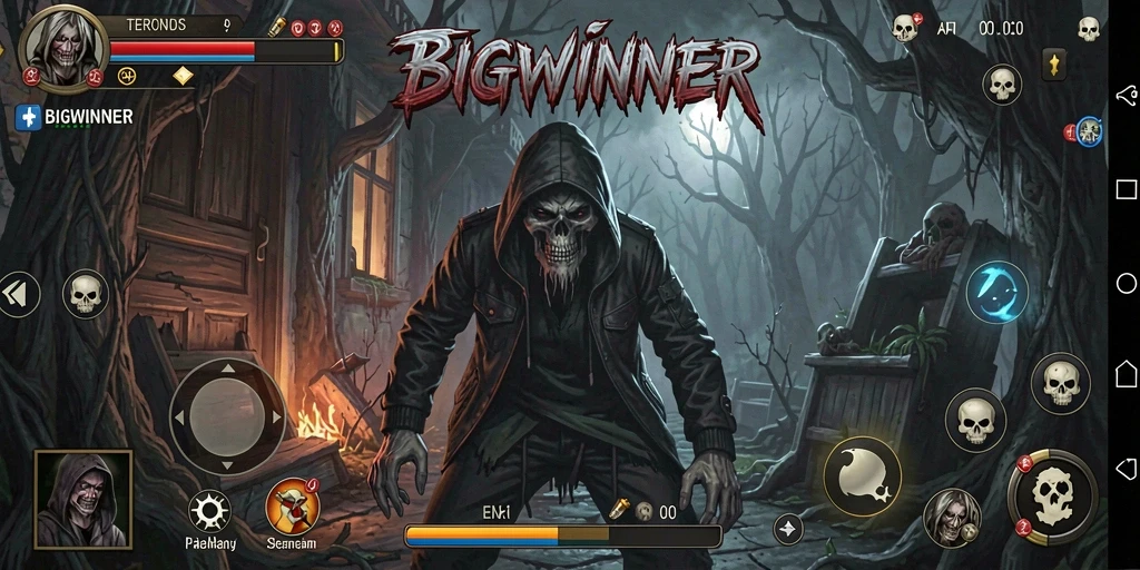 Gameplay BIGWINNER menampilkan suasana mencekam dengan grafis yang menarik.