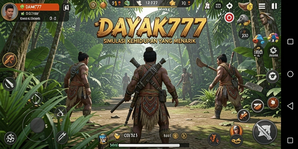 Tampilan gameplay DAYAK777 dengan berbagai aktivitas menarik di dunia simulasi.