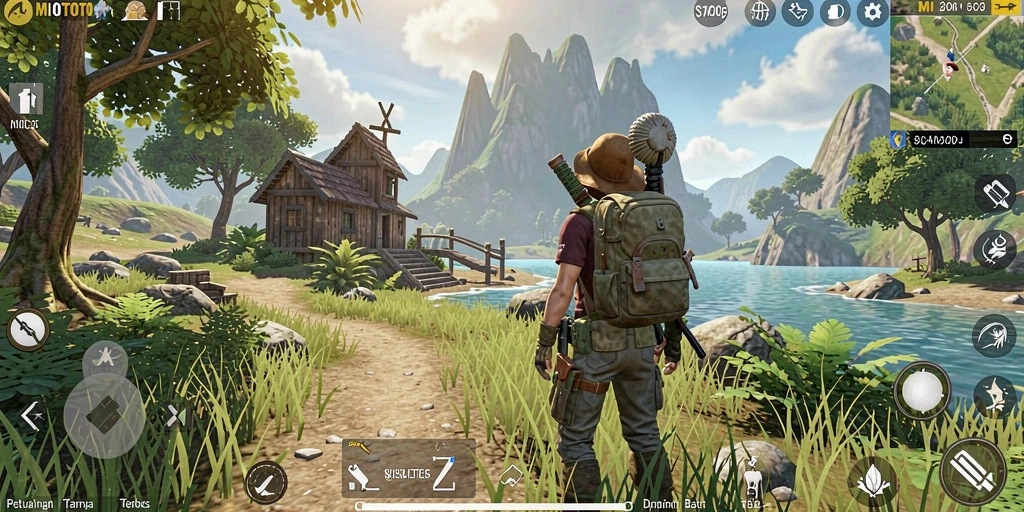 Screenshot gameplay MIOTOTO menampilkan petualangan di dunia terbuka yang menakjubkan.