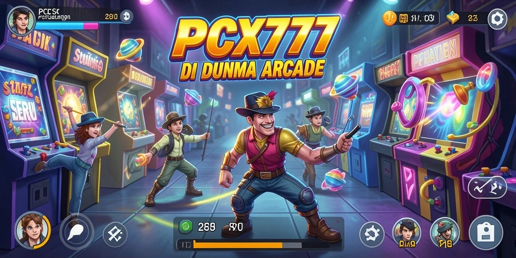 Tampilan aksi seru dalam gameplay PCX777 yang penuh warna.