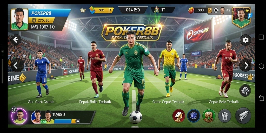 Tampilan menarik dari gameplay POKER88 dengan aksi sepak bola yang mendebarkan.