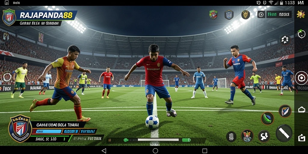 Tampilan gameplay RAJAPANDA88 dengan aksi sepak bola menarik.
